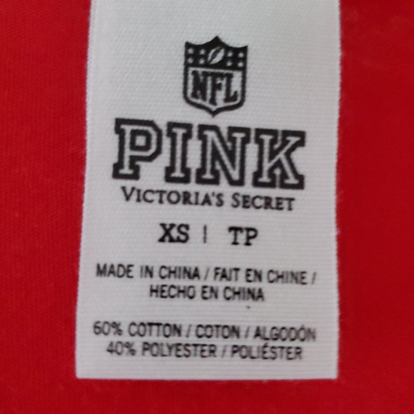 Victorias Secret Pink San Francisco 49ers Bling V-Neck T-Shirt | NWOT | XS | Red - Picture 9 of 10